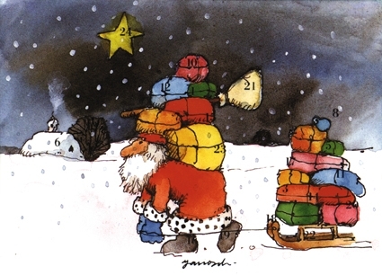 Janosch - Mini-Adventskalender Weihnachtsmann mit Schlitten