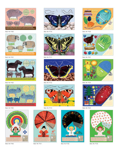 Postkarten-Sortiment Ritter/Schafe, Schmetterlinge